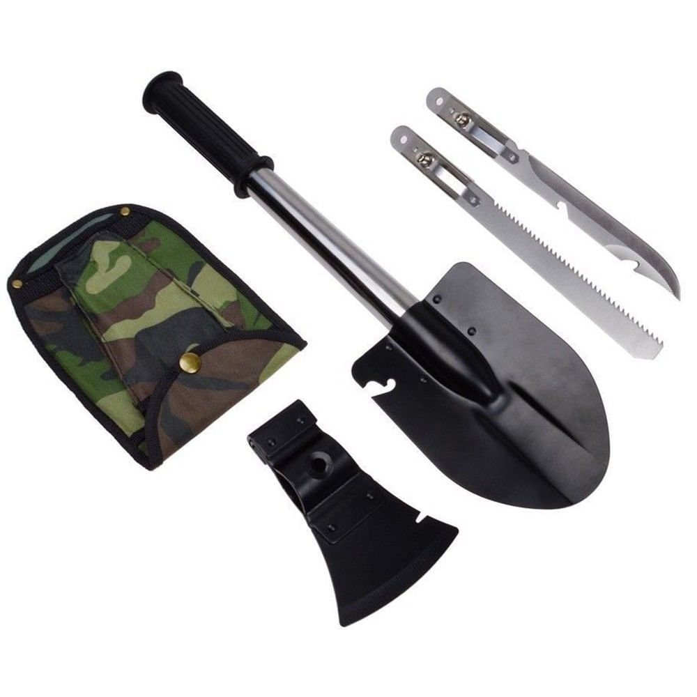 Pala 4 en 1 Camping Plegable Hacha Sierra y Cuchillo más Funda
