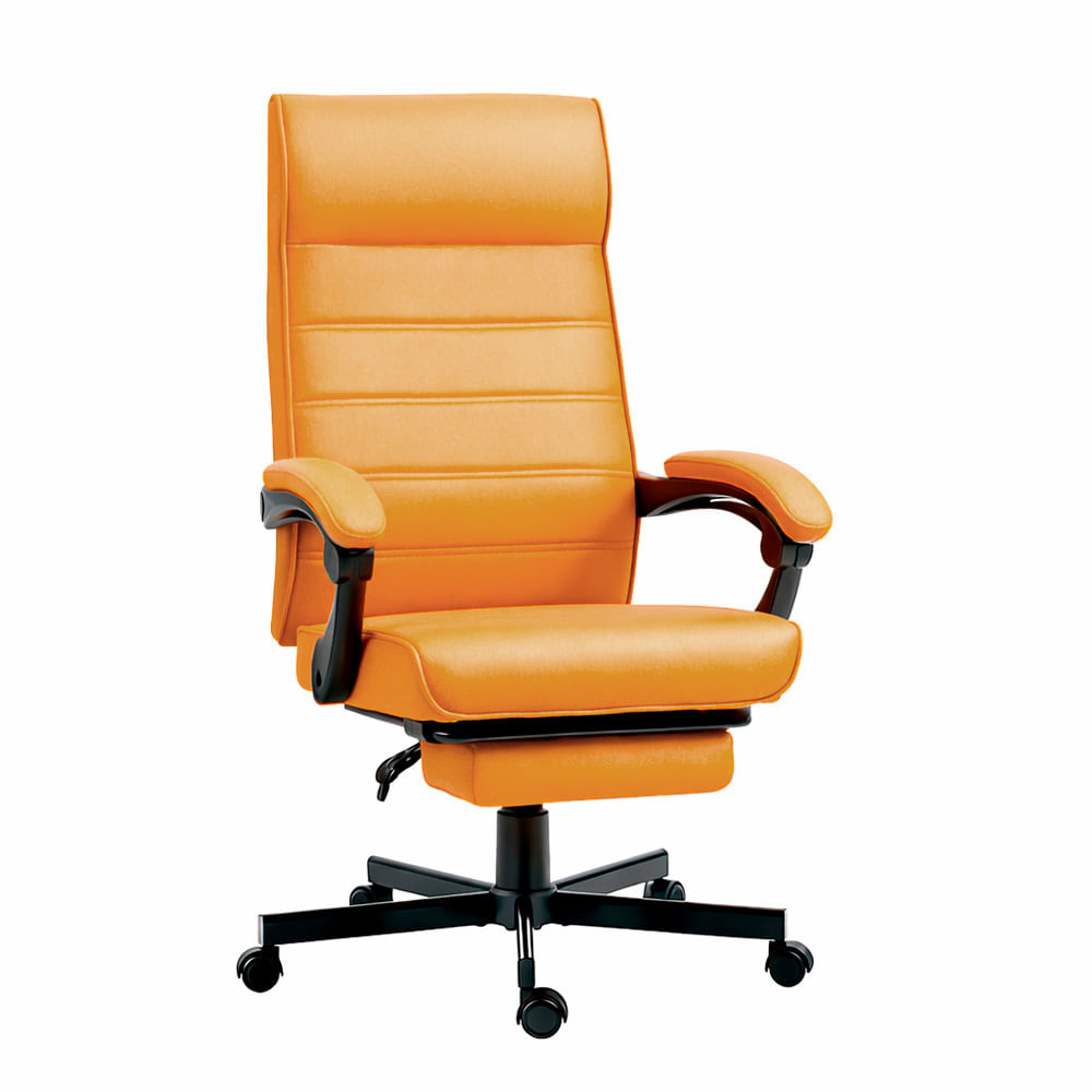 Silla Gerencial Reclinable Con Base de Acero y Reposapies Thrax - Coñac