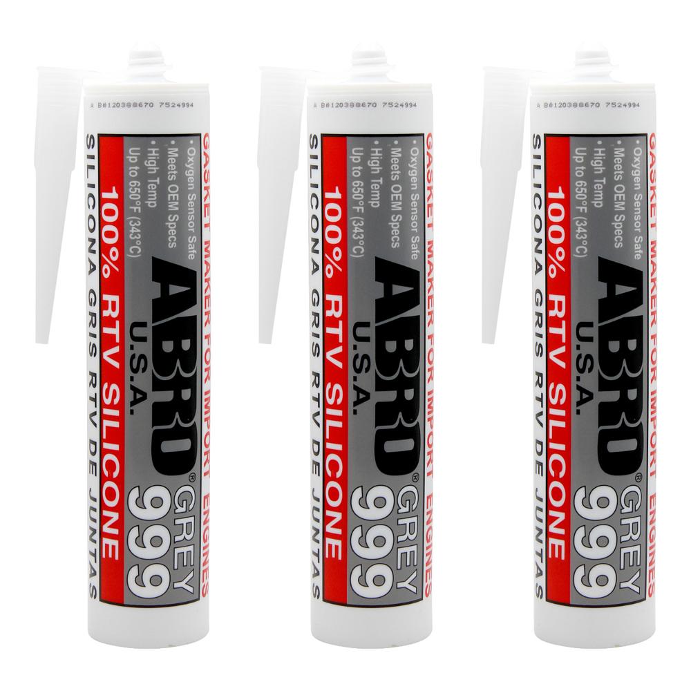 ABRO Silicona Automotriz Gris 999 9-AB-CH - 10 Oz Pack x 3