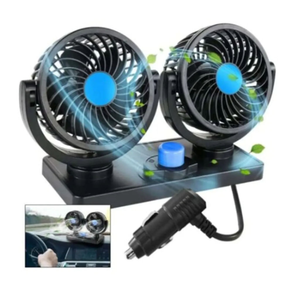Mini Ventilador Doble Para Auto 12v Interior 360 Portátil Mini Ventilador Doble Para Auto 12v Interior 360 Portátil