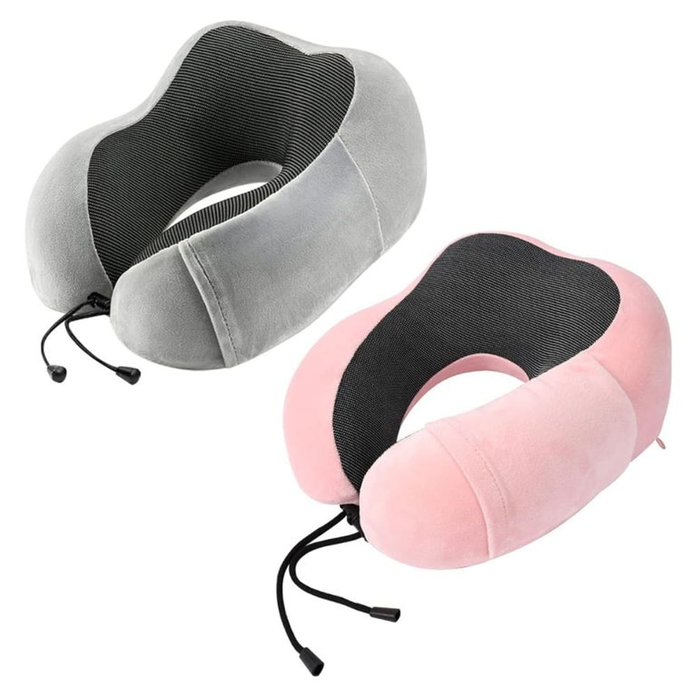 Pack Dos Cojines Premium Ergonómico Cervical De Cuello Viaje Gris