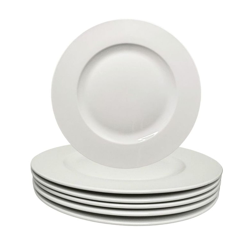 Plato de Segundo de Porcelana Blanco x 6 unidades