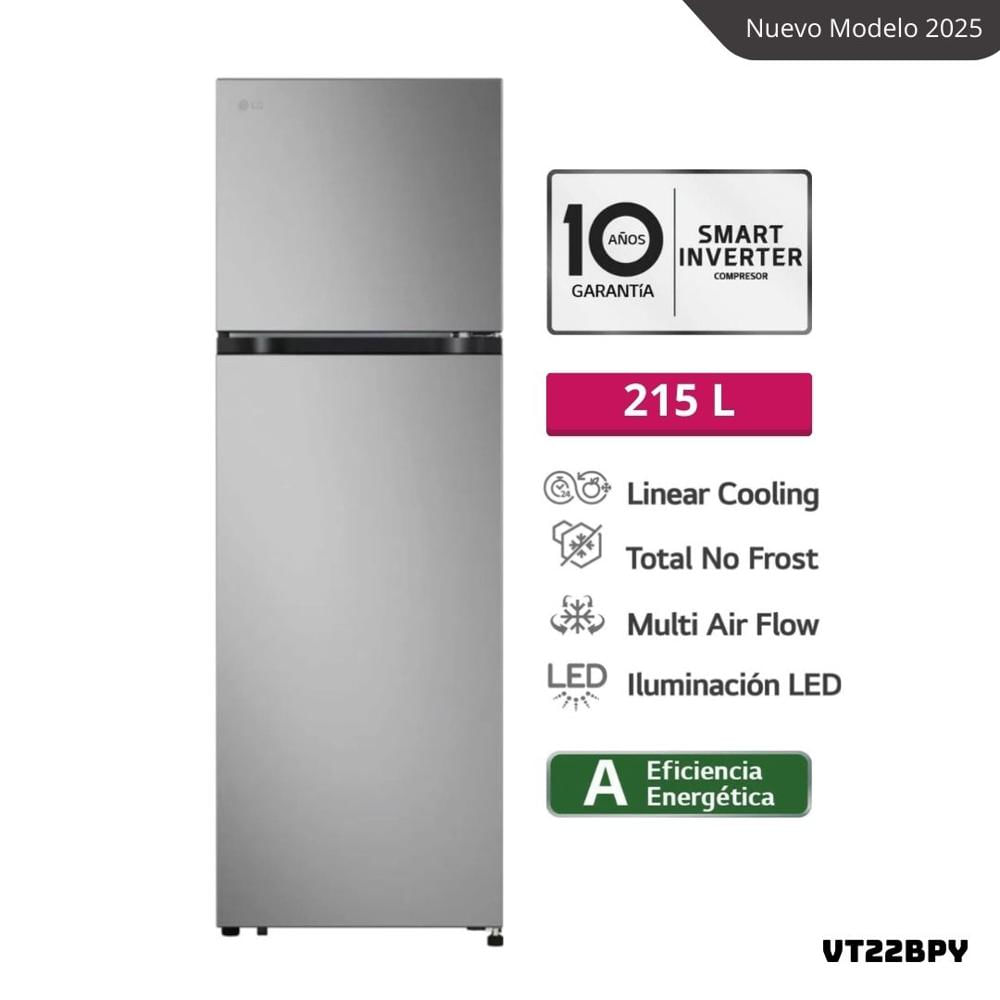 REFRIGERADORA LG 215 L TOP FREEZER PLATEADO - VT22BPY REFRIGERADORA LG 215 L TOP FREEZER PLATEADO - VT22BPY