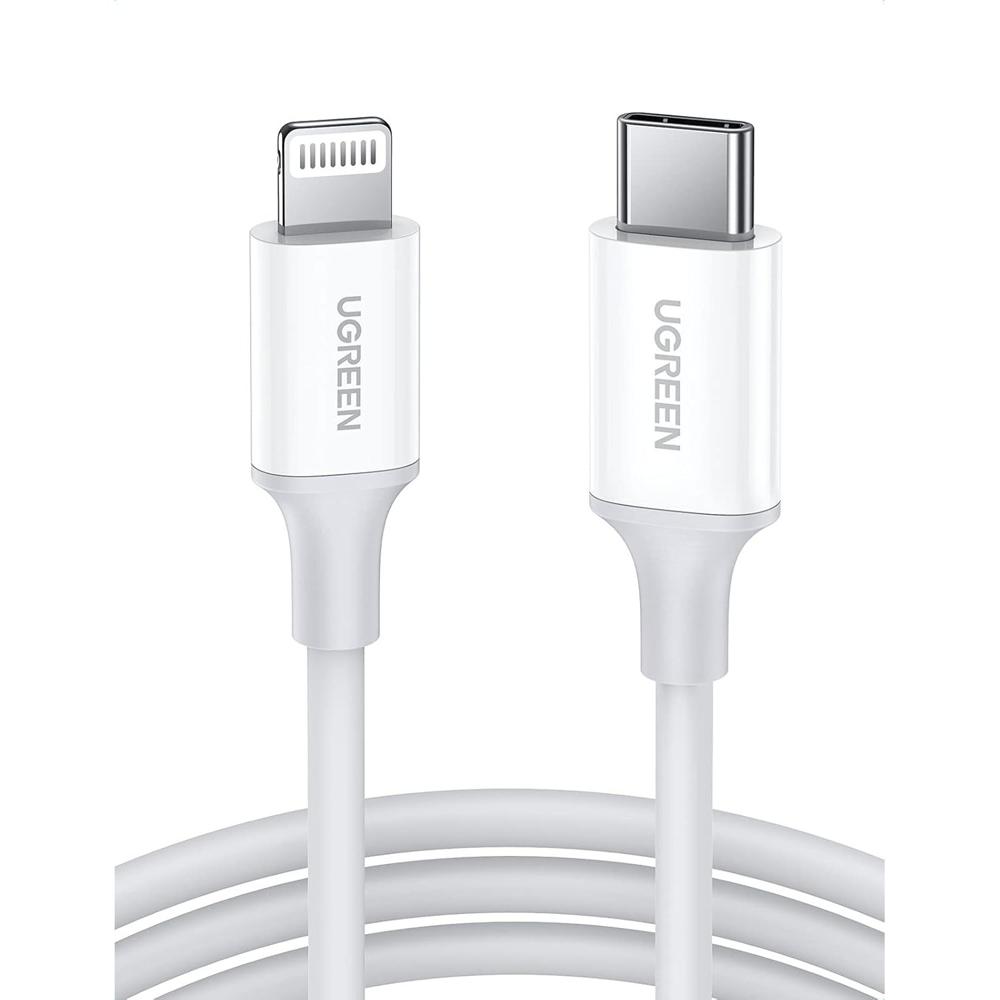 Cable UGREEN USB-C a Lightning Carcasa de Goma 1m Blanco US171 - 10493