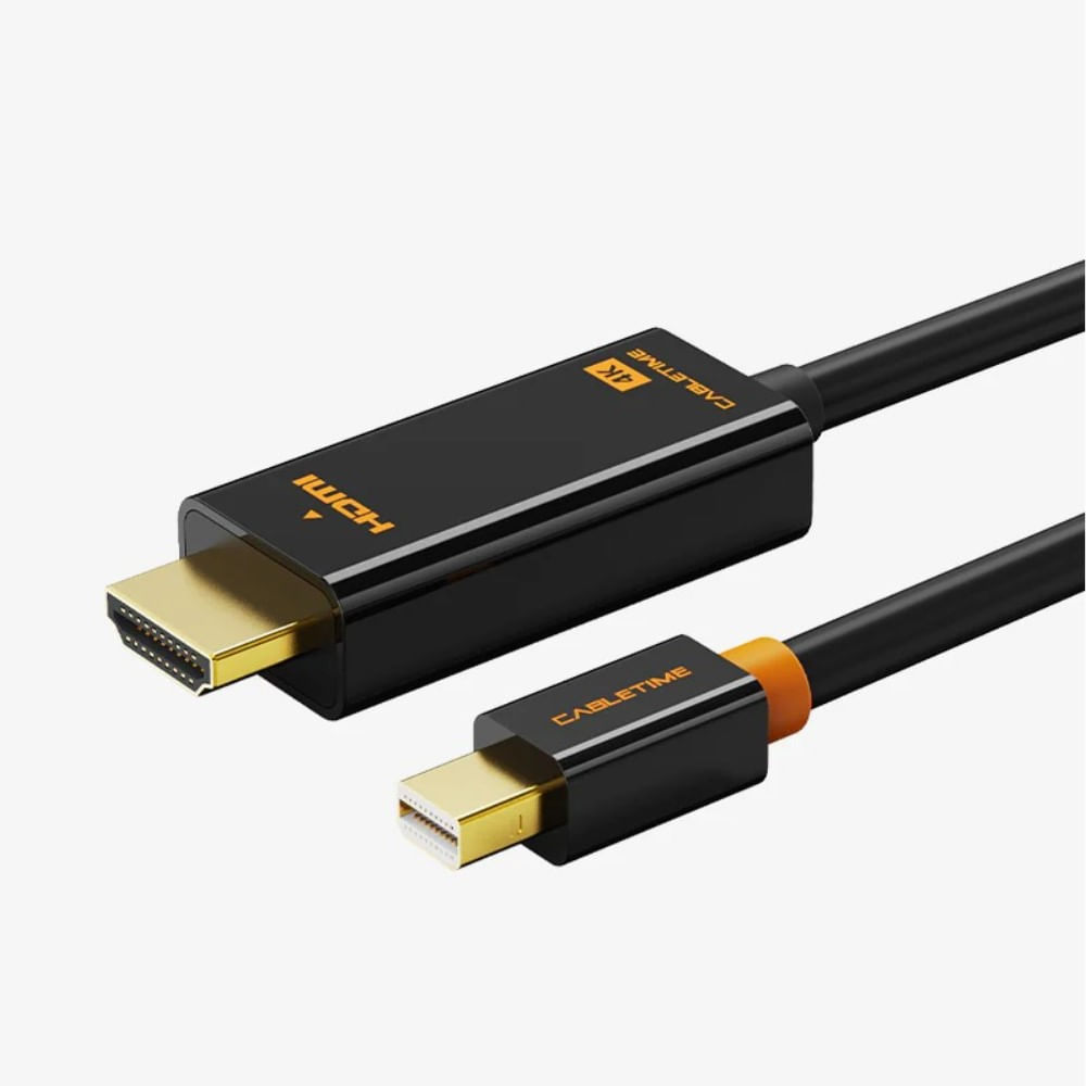 Cable Mini DP Male to HDMI Support 4K 30Hz 180cm Black Cabletime CD51K - CT-AV588-03G-B Cable Mini DP Male to HDMI Support 4K 30Hz 180cm Black Cabletime CD51K - CT-AV588-03G-B