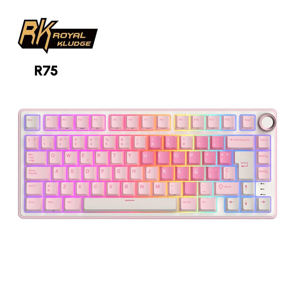 TECLADO ROYAL KLUDGE RK-R75 CABLEADO PINK MELODY-CREAMY TECLADO ROYAL KLUDGE RK-R75 CABLEADO PINK MELODY-CREAMY