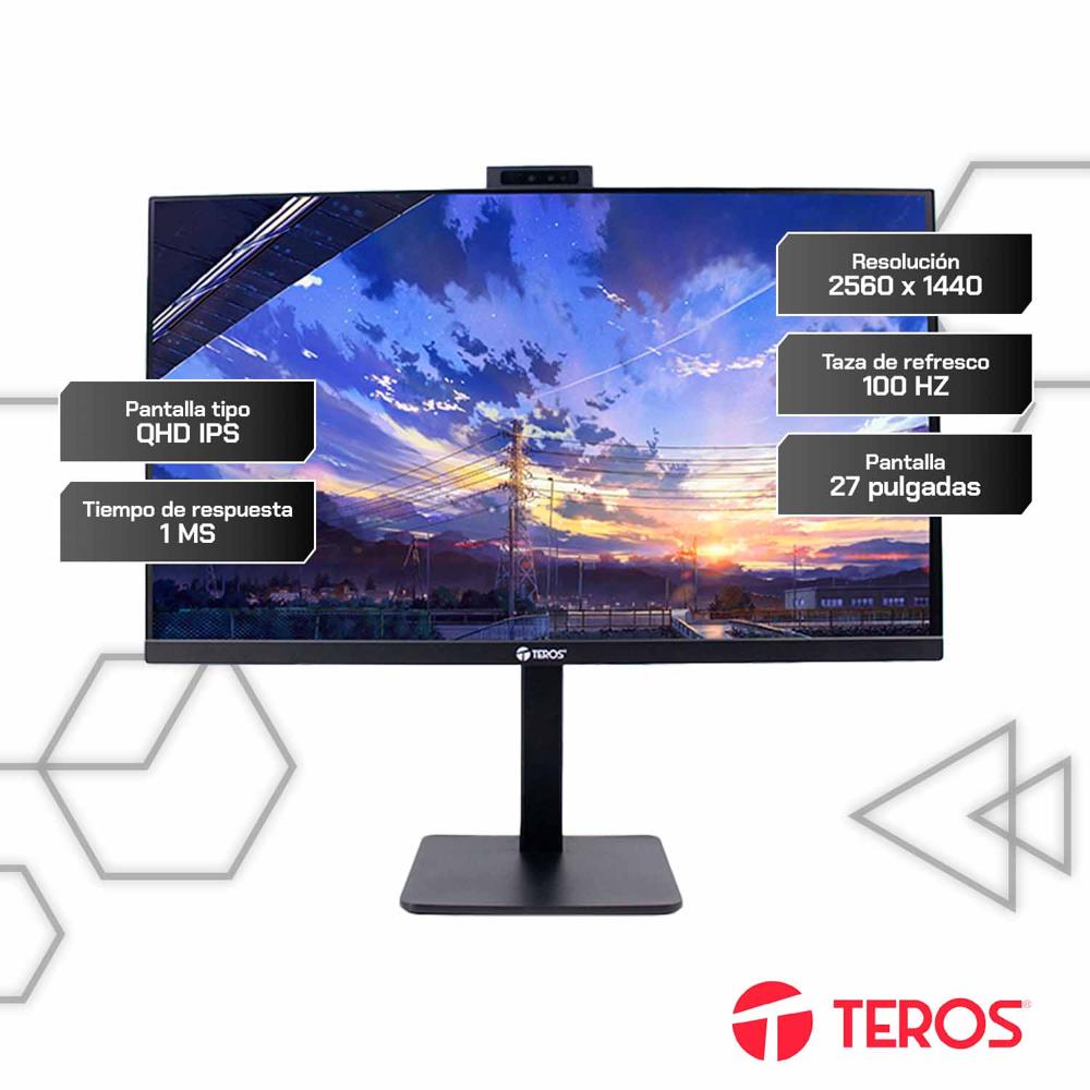 Monitor Plano Teros TE-2715CS 27? QHD IPS HDMI DP Cámara 5MP Parlantes
