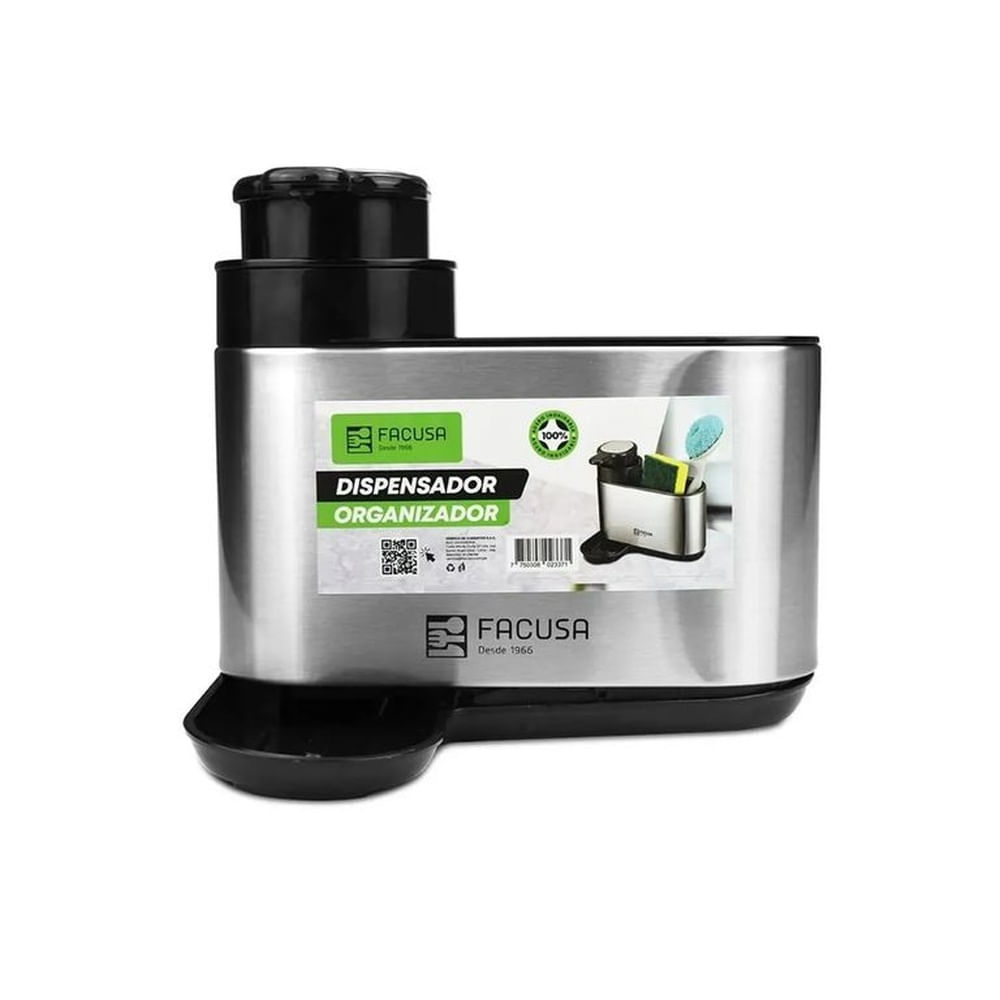DISPENSADOR ORGANIZADOR PARA LAVADERO FACUSA DE ACERO INOXIDABLE