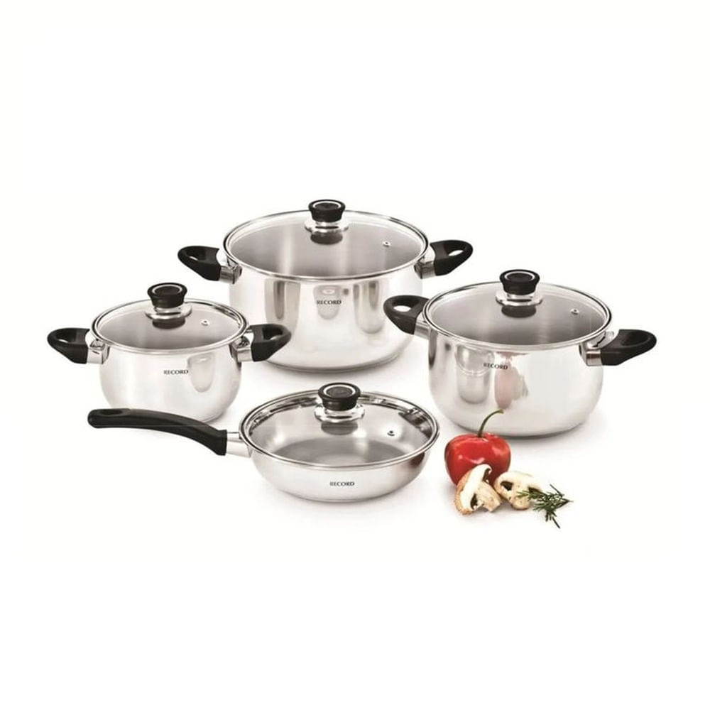 Juego de Ollas Inoxset Acero Inoxidable 8pz T/Vidrio - 0880010133