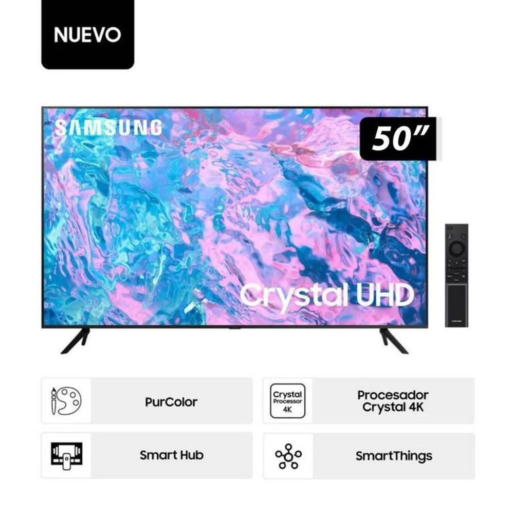 Televisor Samsung UN50CU7000G Smart TV 4k UHD Procesador Crystal 4K 50 pulgadas Negro Televisor Samsung UN50CU7000G Smart TV 4k UHD Procesador Crystal 4K 50 pulgadas Negro