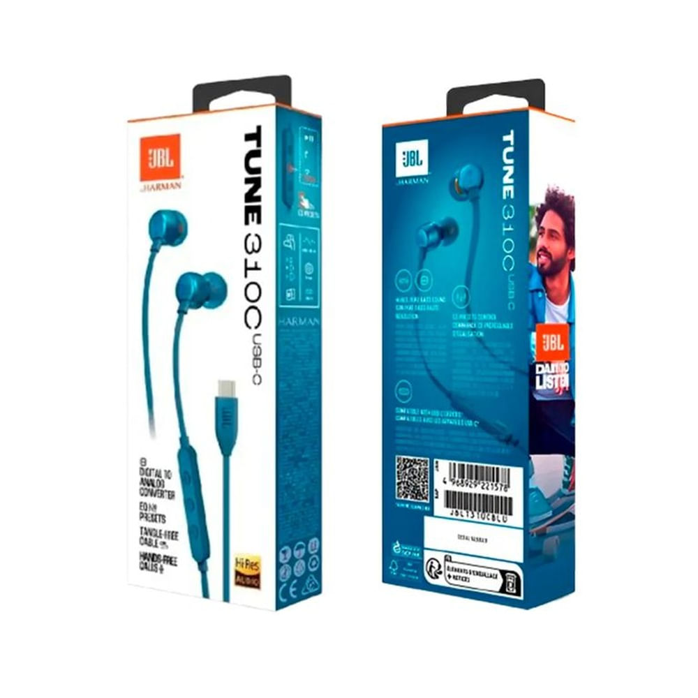 Auriculares JBL USB-C Tune 310C Con Microfono - Azul