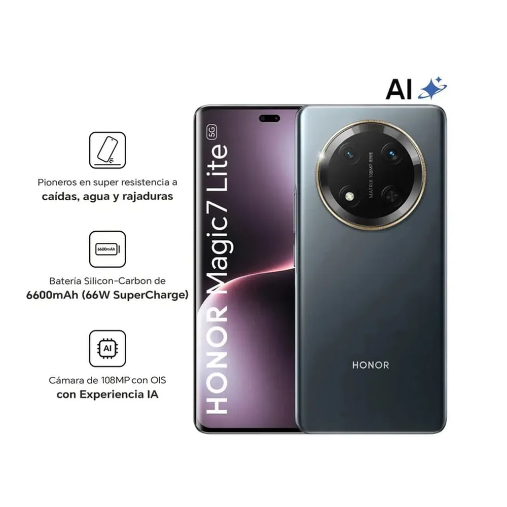 Celular HONOR Magic 7 Lite 5G 8GB + 256GB Negro
