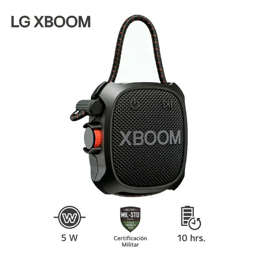 Parlante LG XBOOM Go XG2TBK 5W Bluetooth Certificación Militar - NEGRO