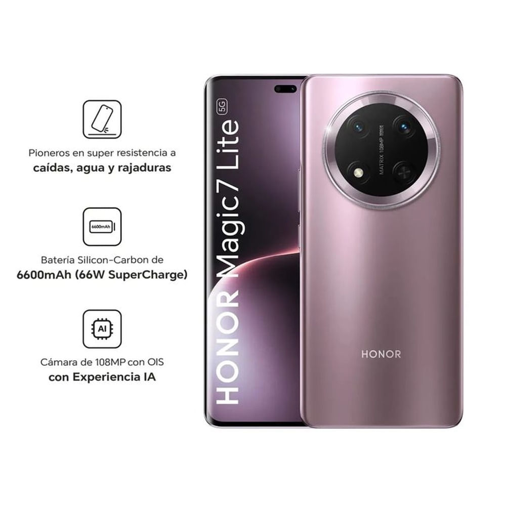 Celular HONOR Magic 7 Lite 5G 8GB + 512GB MORADO Negro Celular HONOR Magic 7 Lite 5G 8GB + 512GB MORADO Negro