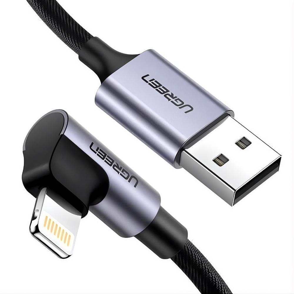 Cable Lightning USB-A a Lightning UGREEN 60521 1?m Nylon Trenzado y Ángulo Recto