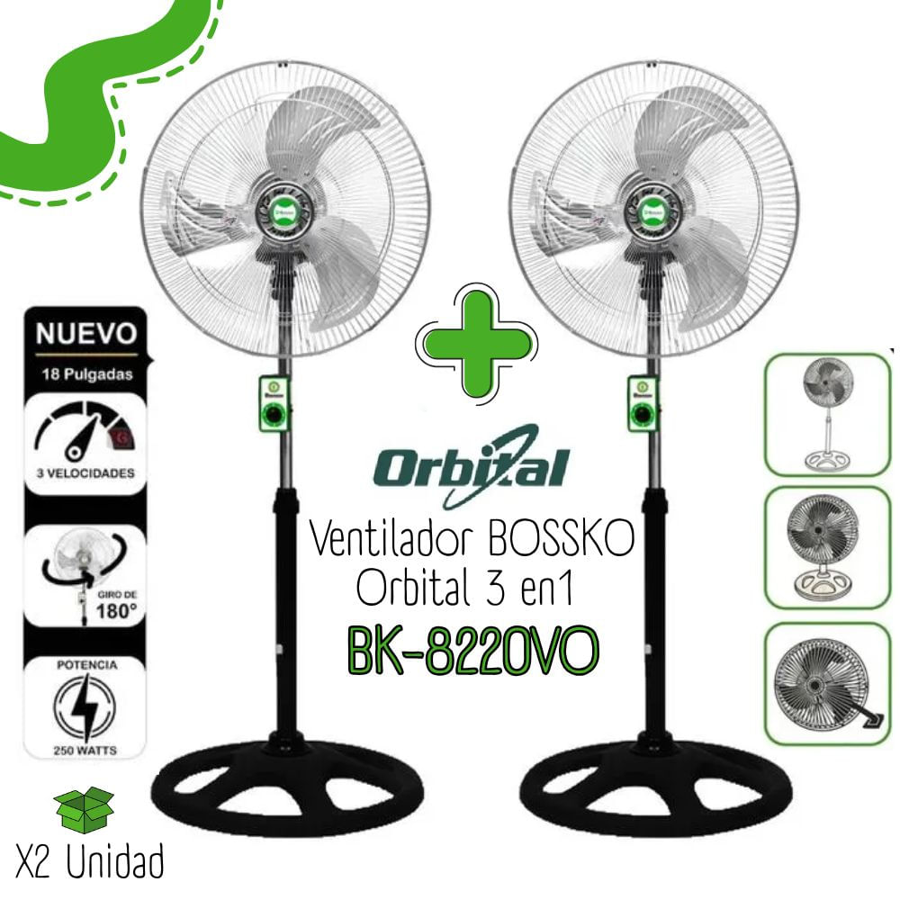 VENTILADOR BOSSKO ORBITAL 18 ' 3EN1 BK-8220VO X2UNIDADES