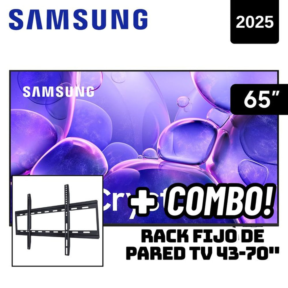 TELEVISOR SAMSUNG 65 SMART TV TIZEN OS 4K CRYSTAL UHD LED 2025 - UN65U8000FGXPE - RACK FIJO