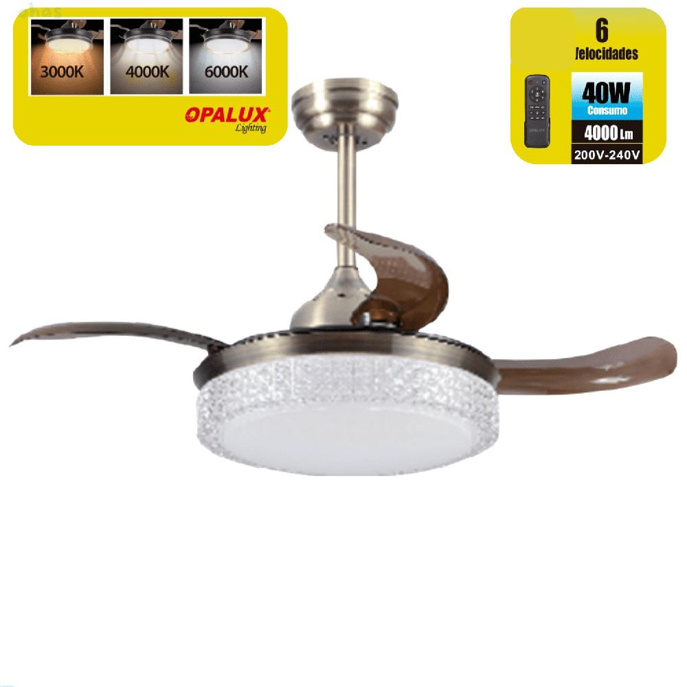 LAMPARA VENTILADOR GOLD OPALUX
