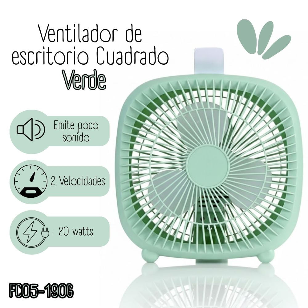 Ventilador de escritorio Cuadrado  Verde