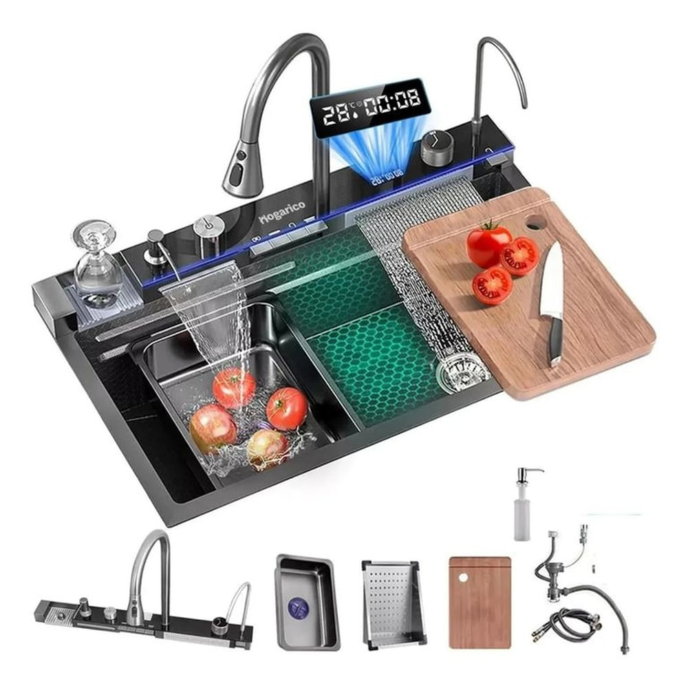 LAVADERO MULTIFUNCIONAL DE COCINA 7 EN 1 CON LUCES 5 TECLAS