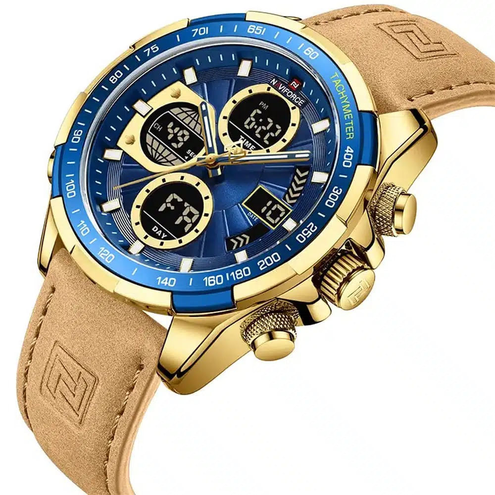 RELOJ PARA HOMBRE MARCA NAVIFORCE NF9197 CORREA DE CUERO CAMEL