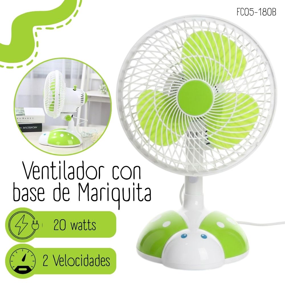 Ventilador con base de Mariquita   VERDE