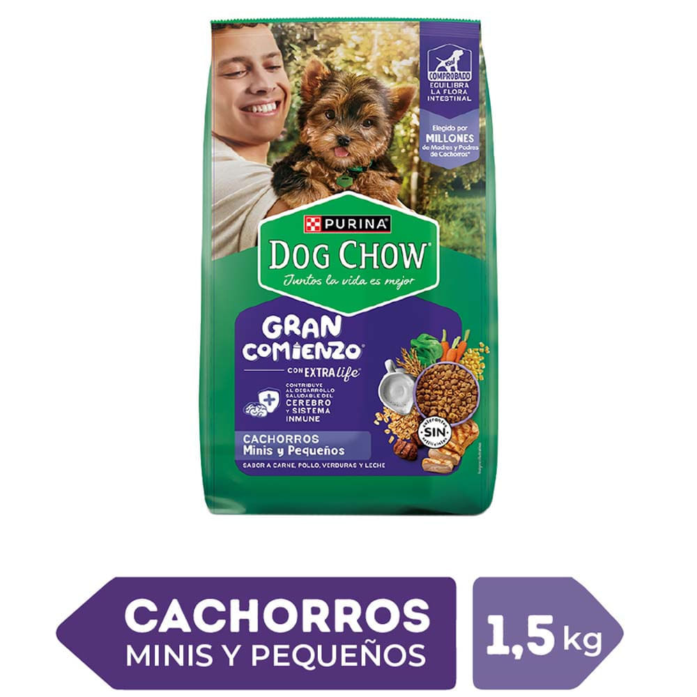 Alimento para Perro DOG CHOW Cachorro Minis y Pequeños Sabor Pollo y Verduras Bolsa de 1.5Kg Alimento para Perro DOG CHOW Cachorro Minis y Pequeños Sabor Pollo y Verduras Bolsa de 1.5Kg