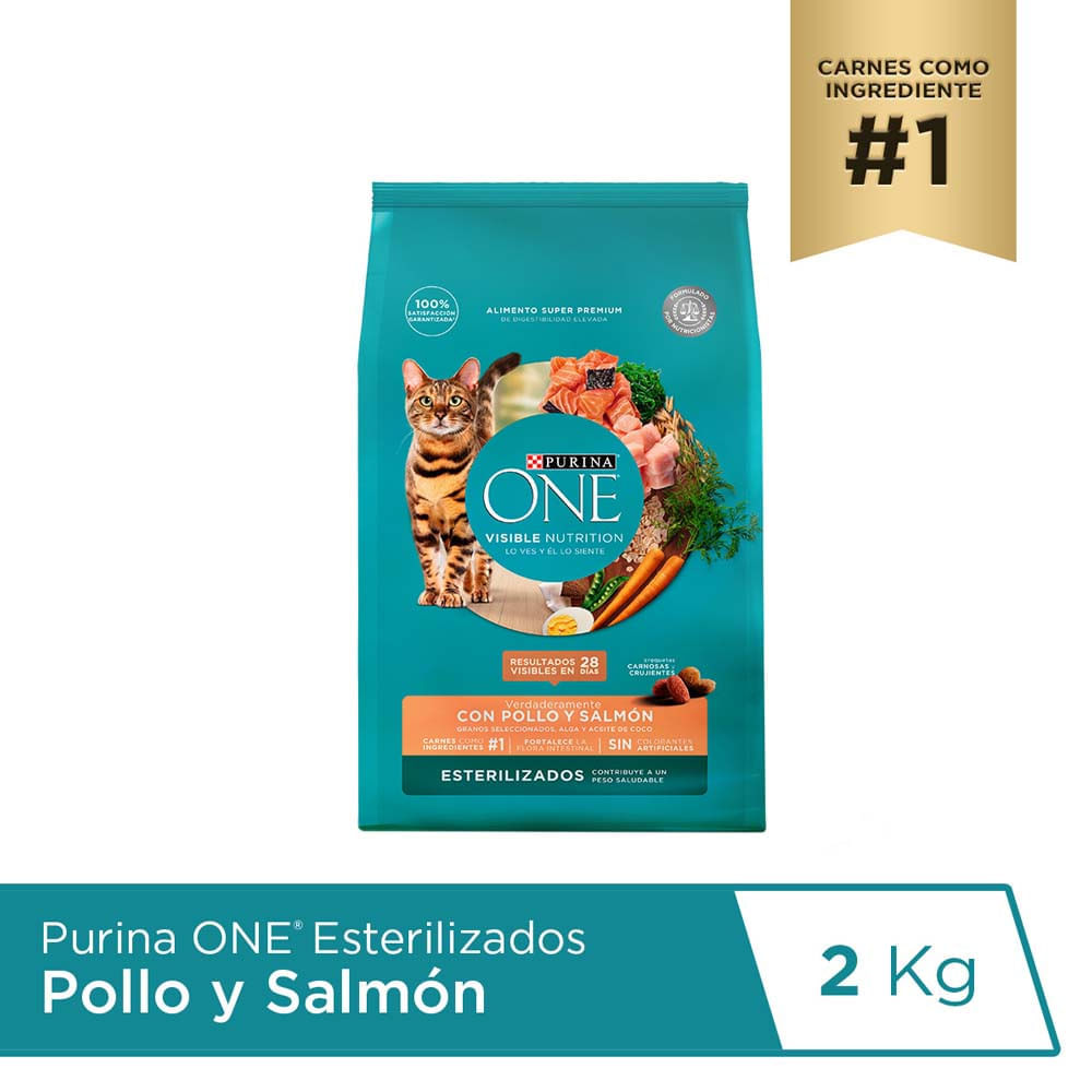 Alimento para Gato PURINA One Esterilizado Sabor Salmón en Bolsa de 2 kg Alimento para Gato PURINA One Esterilizado Sabor Salmón en Bolsa de 2 kg