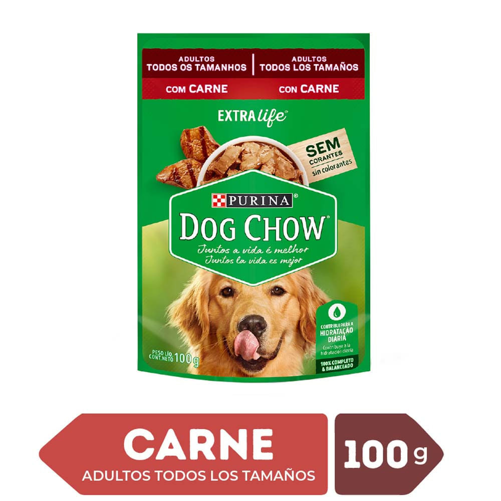 Alimento Húmedo para Perro DOG CHOW Adulto Todos los tamaños Sabor Carne Pouch 100g Alimento Húmedo para Perro DOG CHOW Adulto Todos los tamaños Sabor Carne Pouch 100g