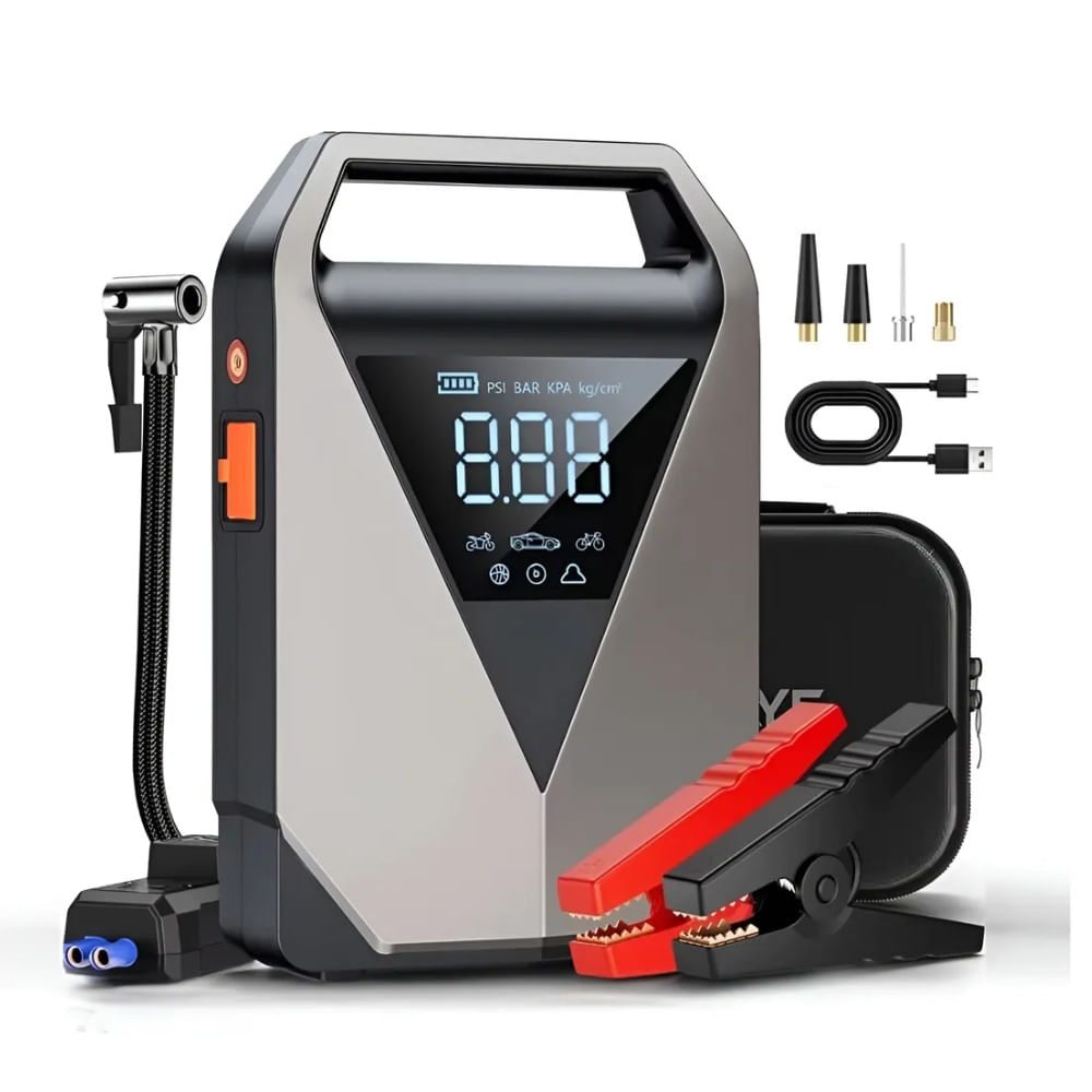 Arrancador De Batería De Auto Portátil Con Inflador