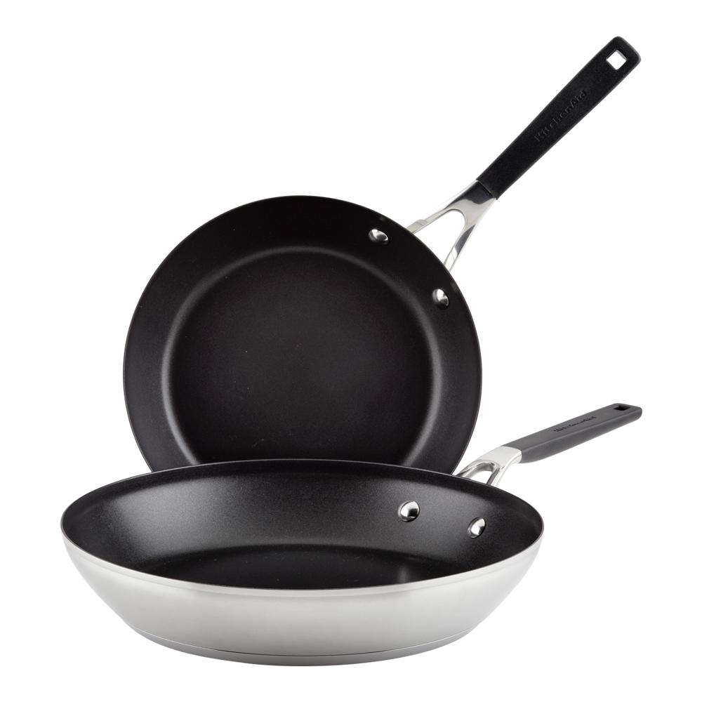 Set sartenes de 24 y 30 cm KitchenAid de acero inoxidable e inducción