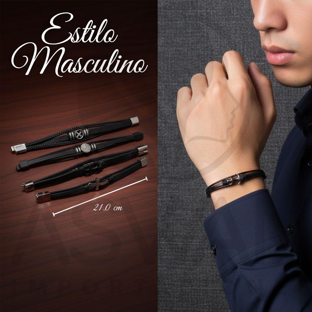 PULSERAS DE ACERO CON CUERO IMPORTADO