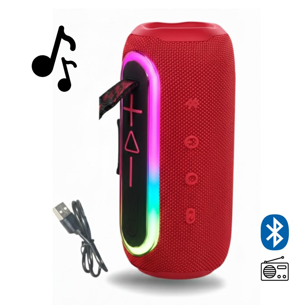 Parlante Bluetooth Portátil KIMISO KMS-220 con X-BASS y Luces LED - ROJO