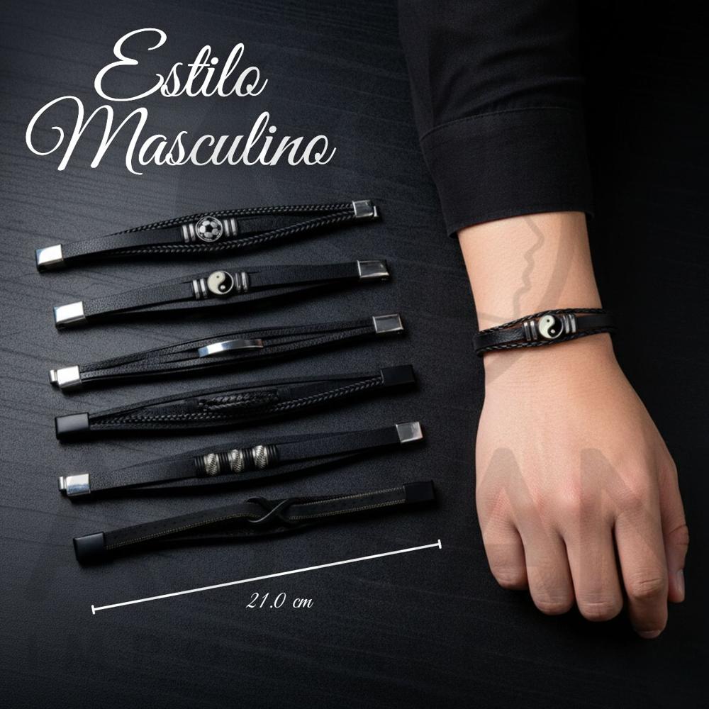 PULSERA DE ACERO CON CUERO IMPORTADOS