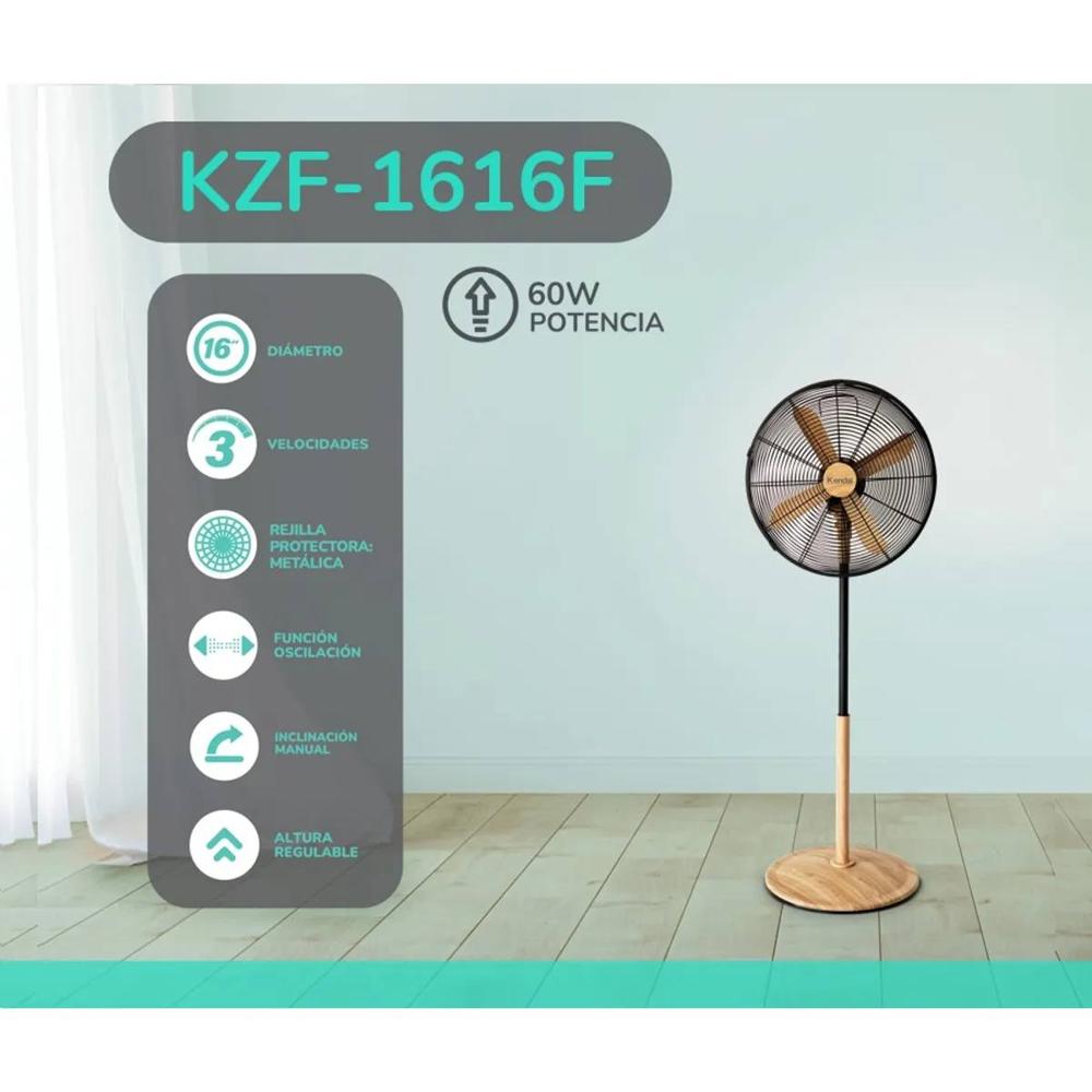 Ventilador Pedestal 16 Pulgadas KZF-1616F Madera EXCLUSIVO