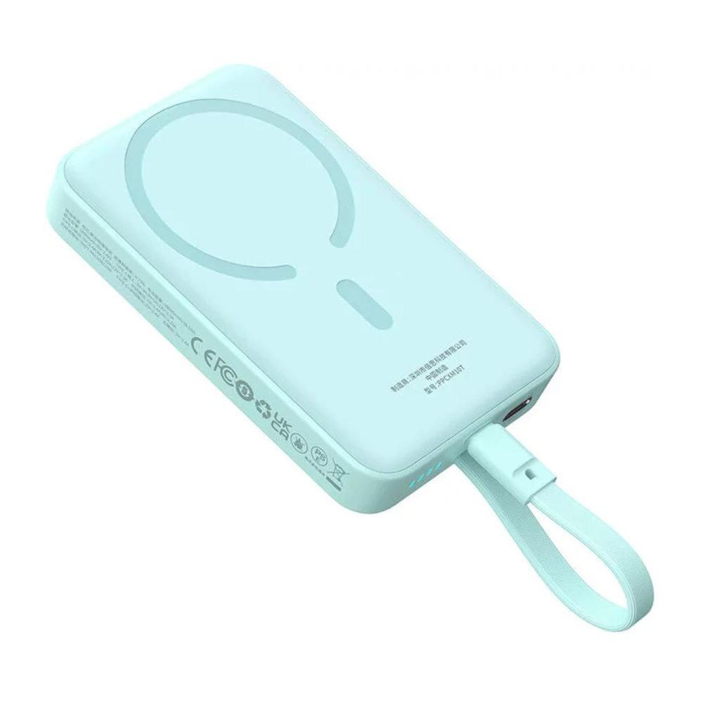 Cargador inalambrico magnetico mini Baseus powerbank 10000 mAh 30 W carga rapida cable tipo c azul