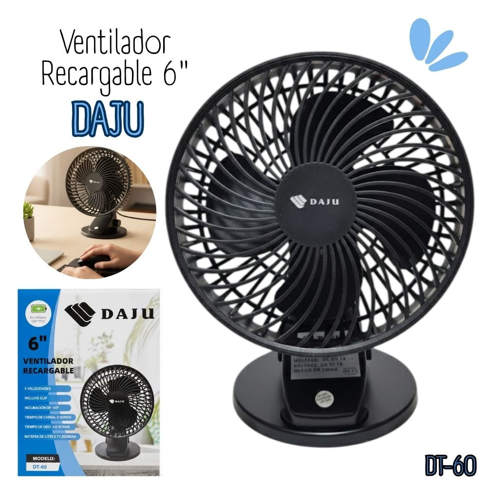 Ventilador Recargable DAJU 6 DT60