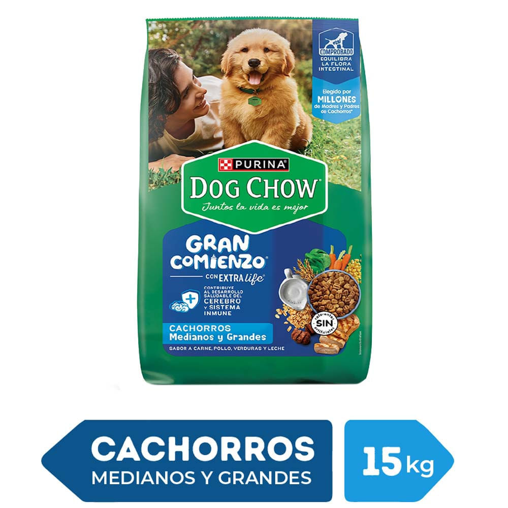 Alimento para Perro DOG CHOW Cachorro Medianos y Grandes Multisabor Bolsa 15Kg Alimento para Perro DOG CHOW Cachorro Medianos y Grandes Multisabor Bolsa 15Kg