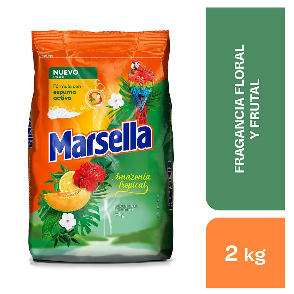 Detergente en Polvo MARSELLA Fragancia Amazonía Tropical Bolsa 2kg