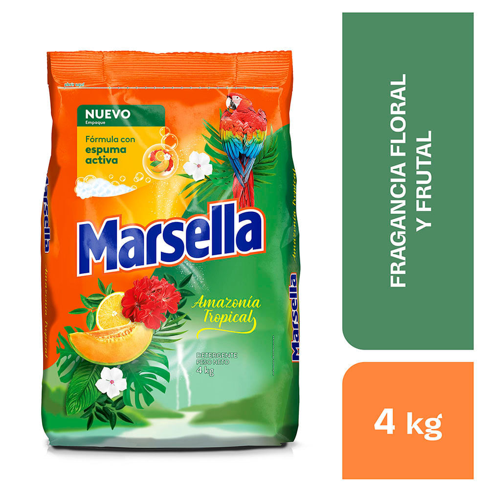 Detergente en Polvo MARSELLA Amazonía Tropical Bolsa 4Kg Detergente en Polvo MARSELLA Amazonía Tropical Bolsa 4Kg