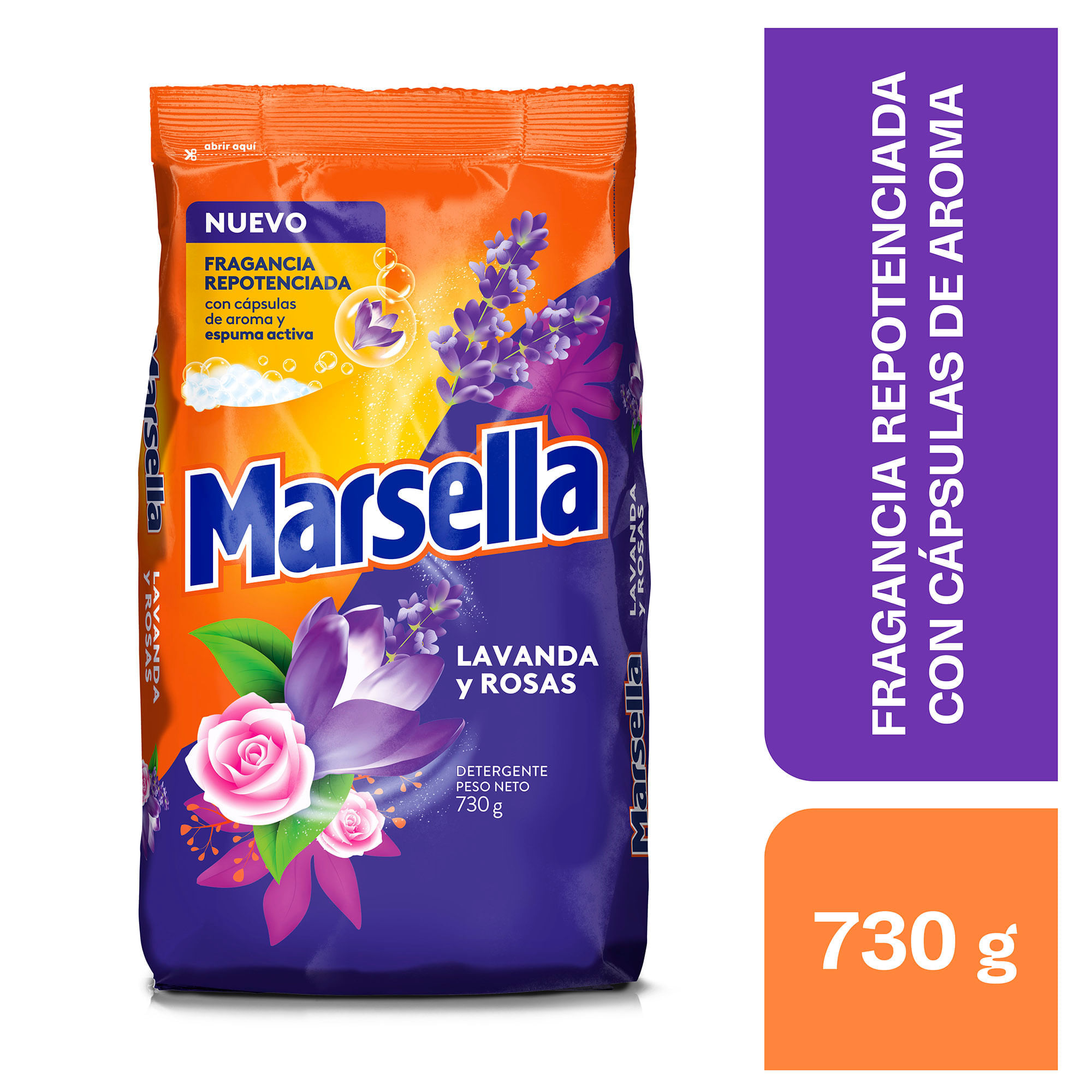 Detergente MARSELLA Lavanda y Rosas Bolsa 730g