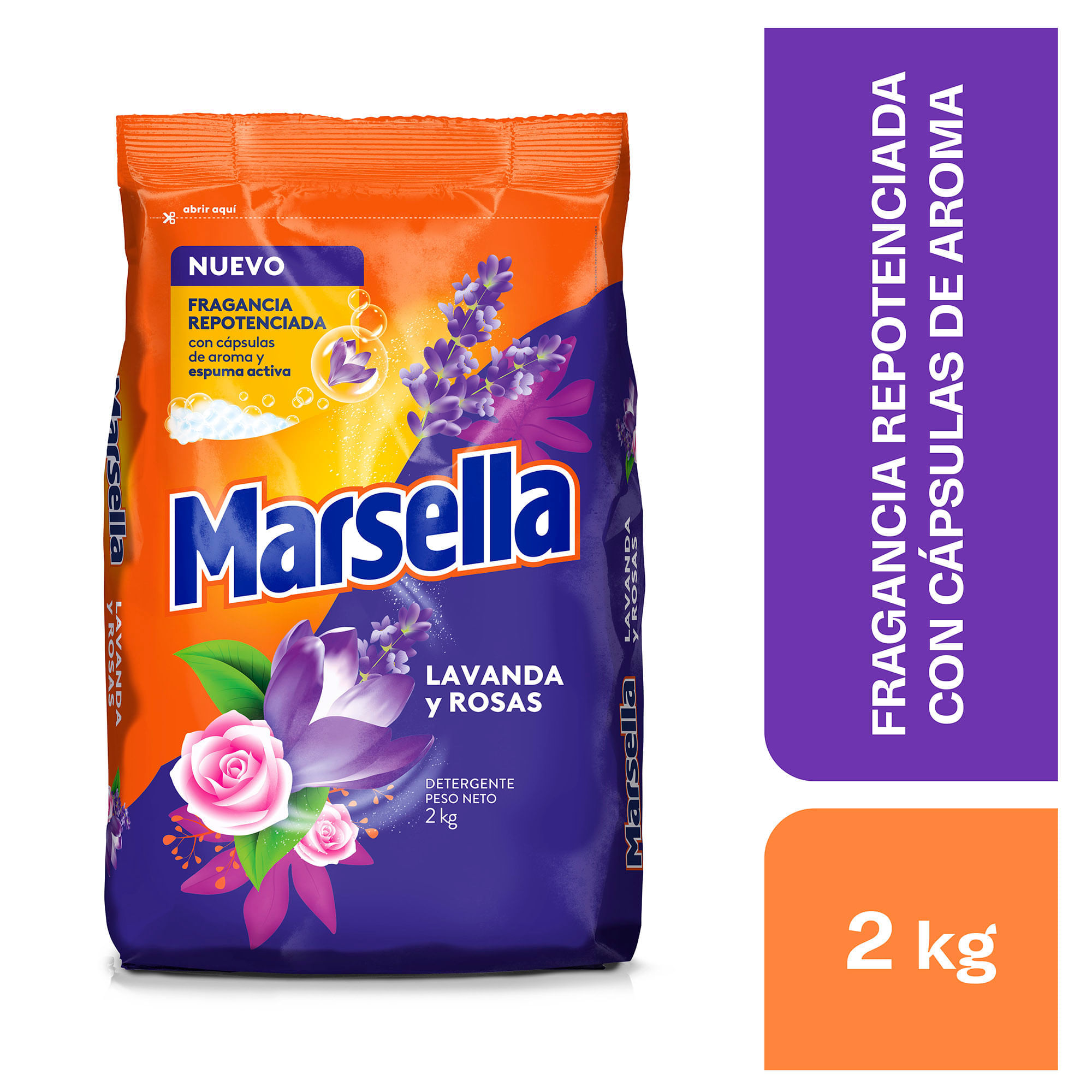 Detergente MARSELLA Lavanda y Rosas Bolsa 2kg