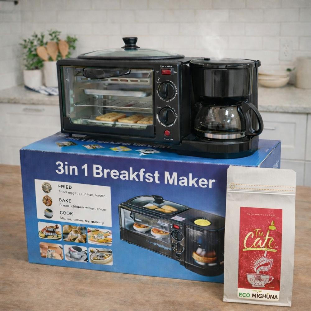 Horno Eléctrico de 3 En 1 - Cafetera Horno Parrilla y Café de regalo