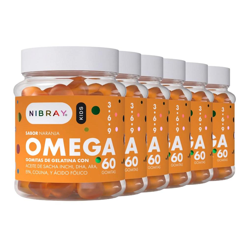 Omega 3 6 y 9 DHA ARA EPA 6 Frascos Nibray Kids