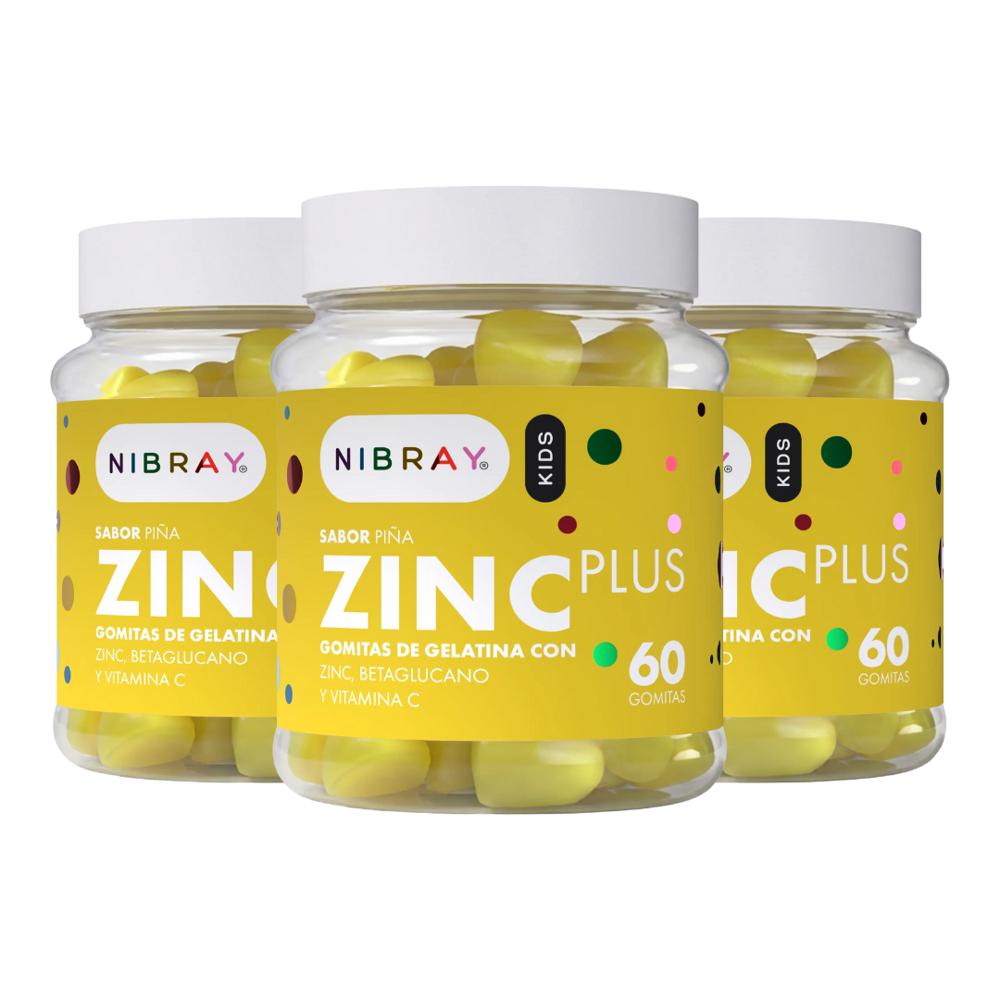 Zinc Betaglucano Vitamina C para Niños Nibray Kids 3 Frascos