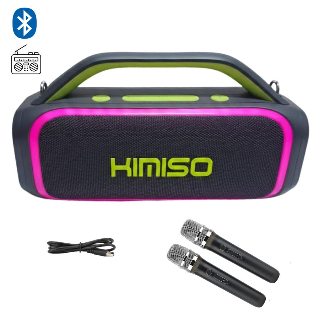 Parlante Bluetooth KIMISO KMS-807 PRO VERDE - 60W con Bass Boost y Micrófonos Inalámbricos