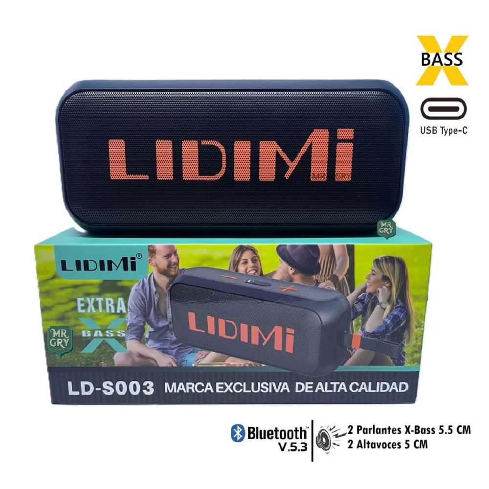 Parlante LD S003 X BASS Lidimi Portátil Negro