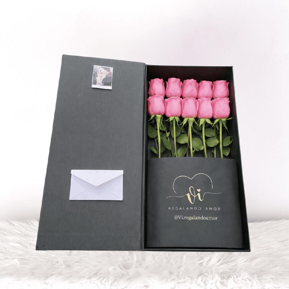 Box Imperial de 10 Rosas Rosadas