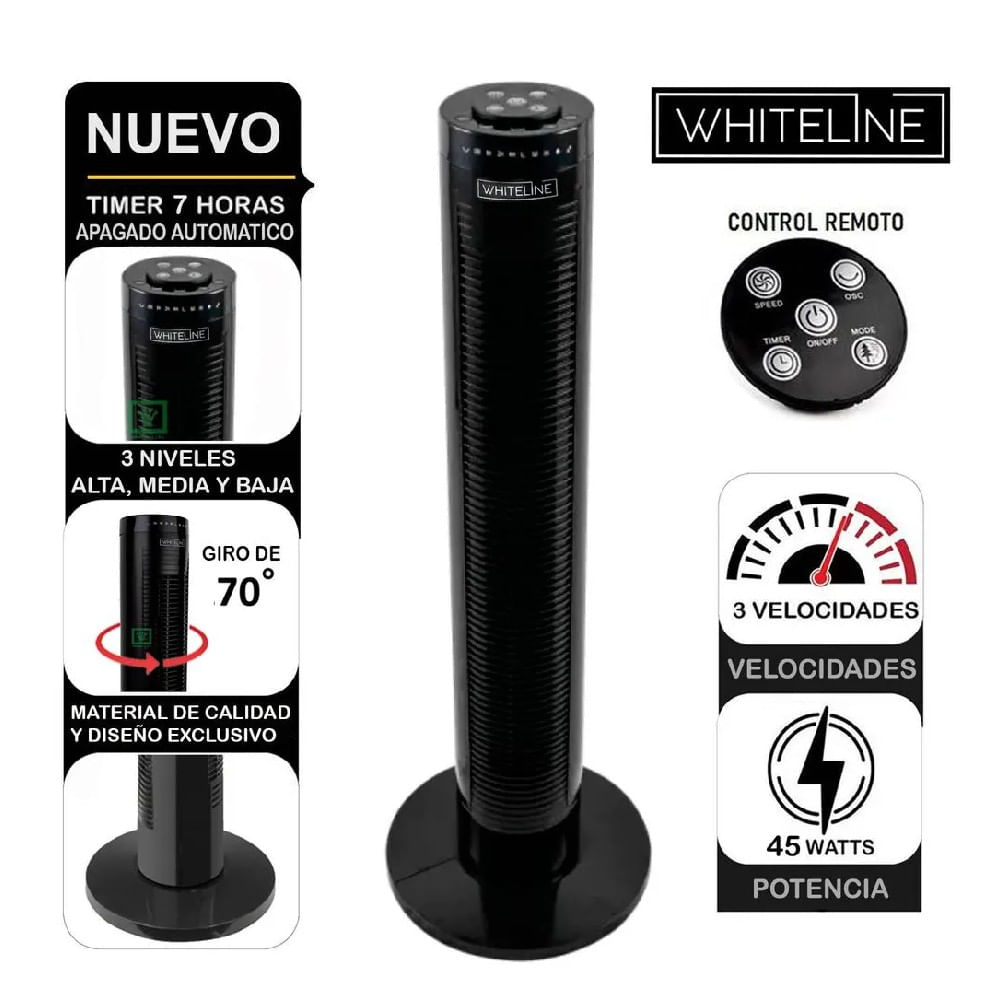Whiteline YF-T03214 Ventilador Torre Negro