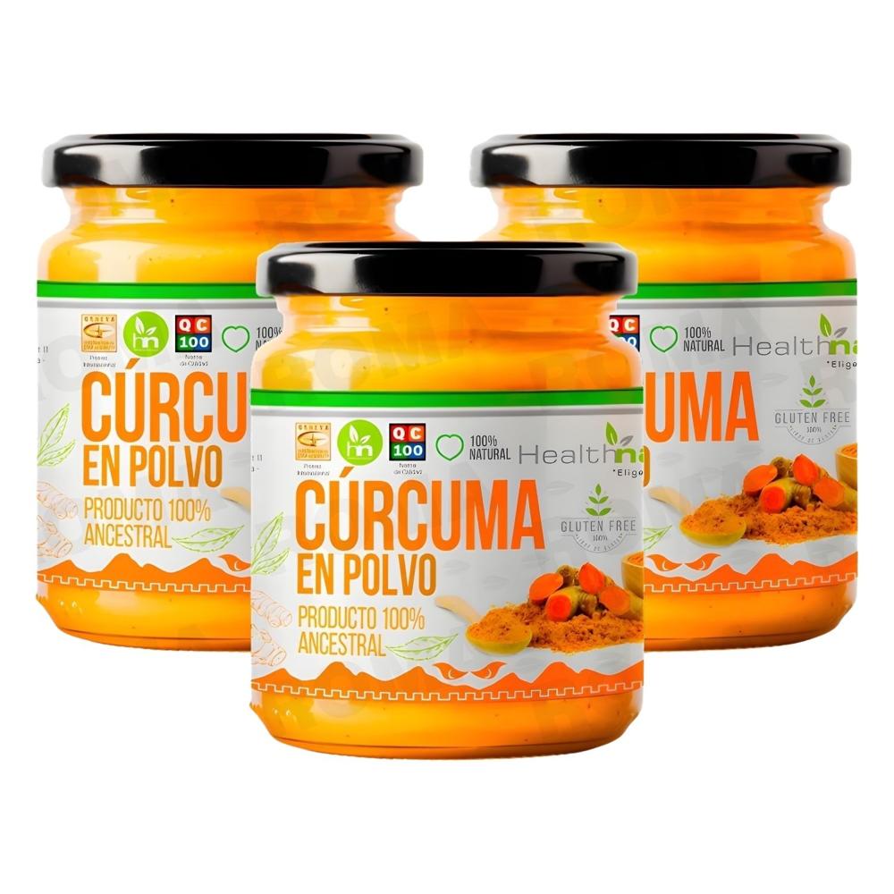 PACK 3 CÚRCUMA EN POLVO 100G HEALTHNATURAL